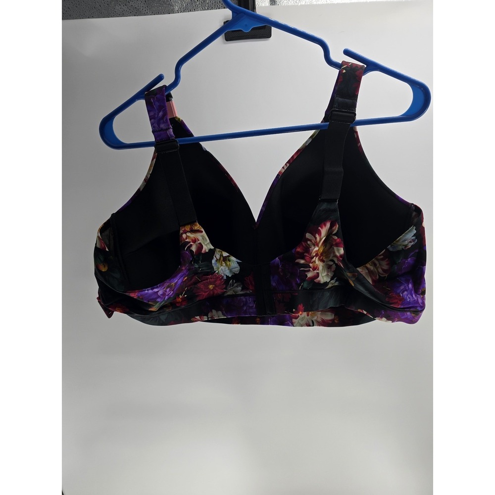 Cacique Comfort Bliss Lightly Lined No-Wire Bra 52D Floral Black Purple m91540